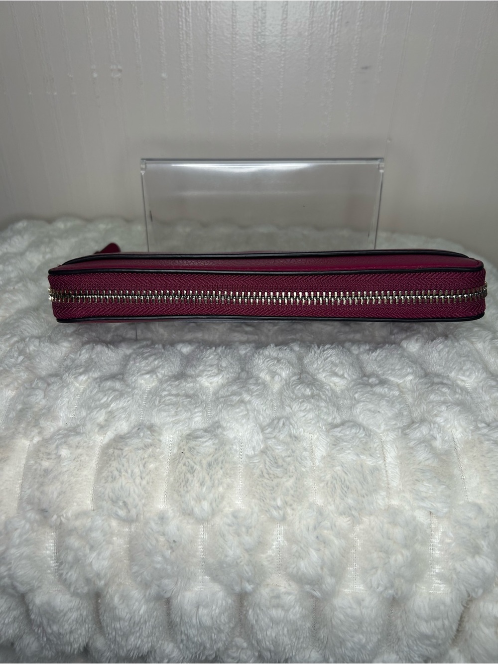 kate spade pebbled leather zip wallet in magenta - Picture 6 of 11
